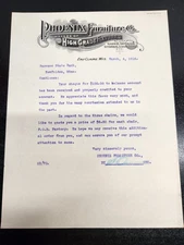 VTG 1914 Billhead of Phoenix Furniture Co. - High Grade Fixtures -Eau Claire, WI