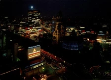 Breitscheidplatz Berlin Germany aerial night time lapse vintage postcard a405