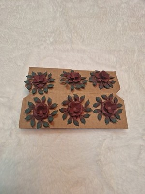 SET OF 6 HOME INTERIORS & GIFTS METAL ROSE NAPKIN RINGS New