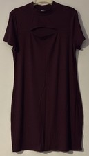Juniors No Boundaries NoBo Short Sleeve Cutout Ribbed Dress- Maroon, Size XXL 19