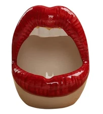 80's Funny Big Mouth Lips Ceramic Ash Trays, Novelty Cigarette Ashtrays Table De