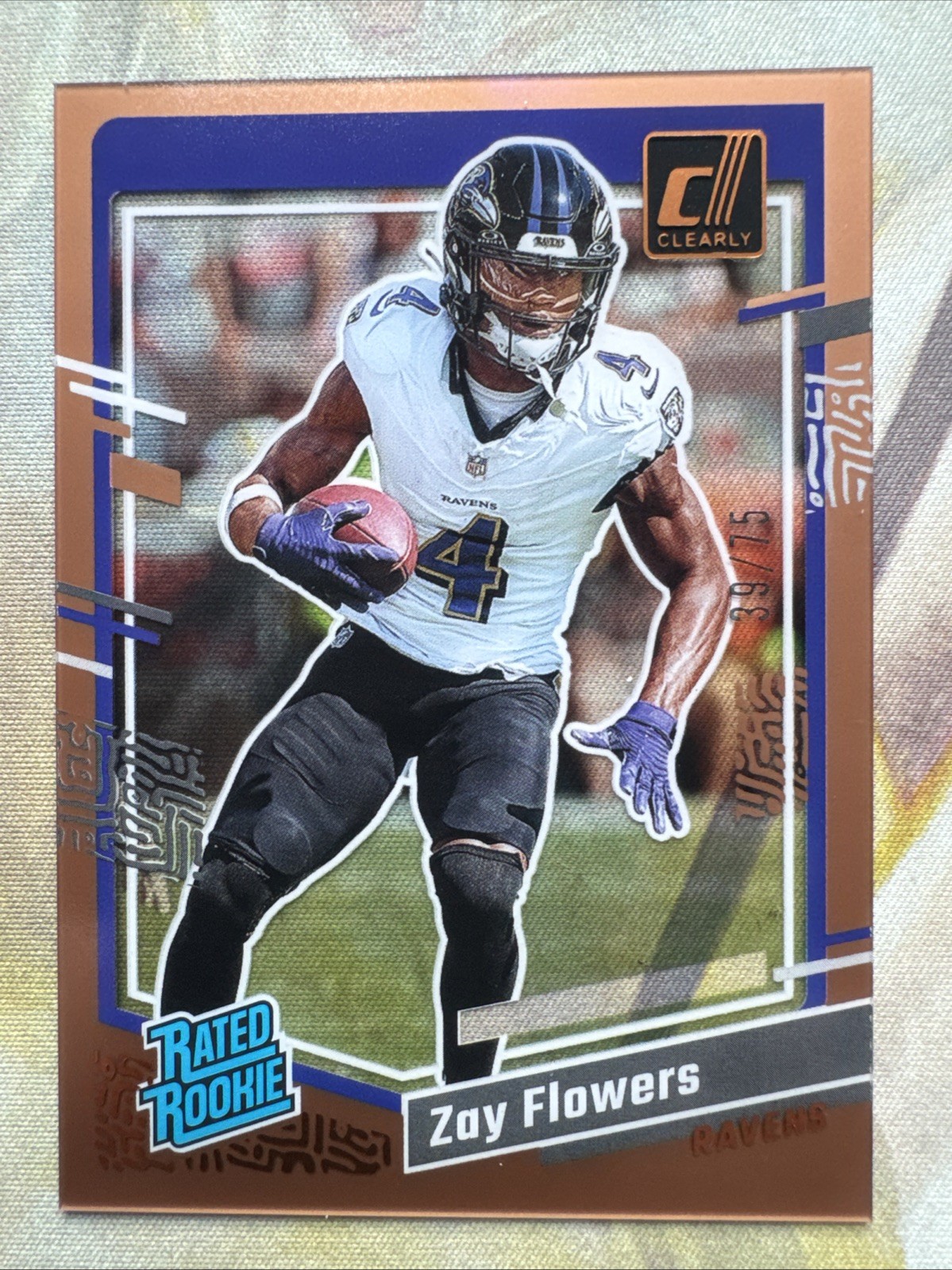 2023 Clearly Donruss #92 Zay Flowers RC Orange 39/75 Ravens