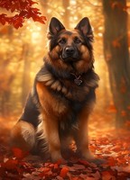 Malen Nach Zahlen: SchäFerhund Im Herbst Im Wald, 40 X 50 Cm Auf Einem Rahmen