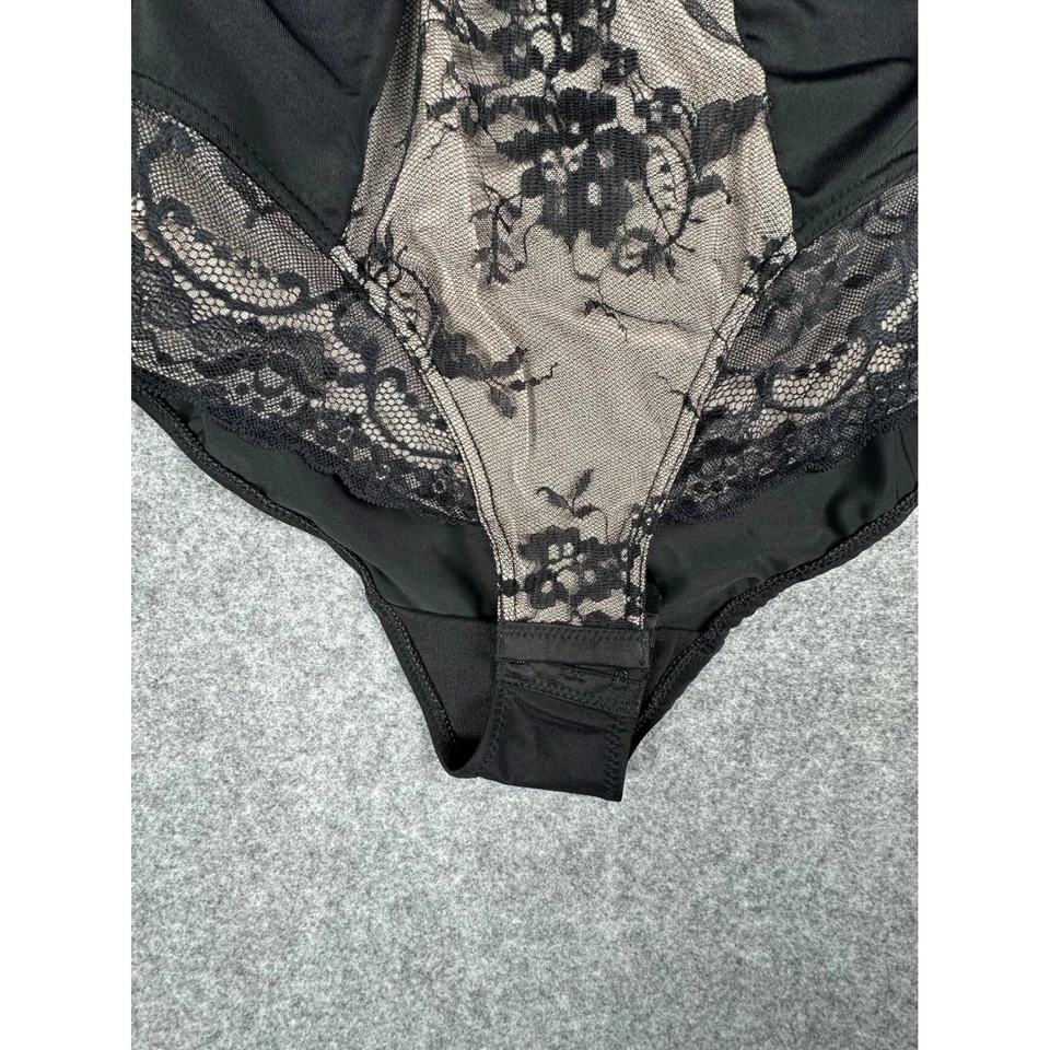 Heavenly Women's Shapewear Black Lace Trim Bodysuit Style 4596 Size 1X - Image 3 of 4