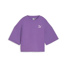 PUMA Better Classics Oversized Crewneck Short Sleeve T-Shirt Womens Purple Casua