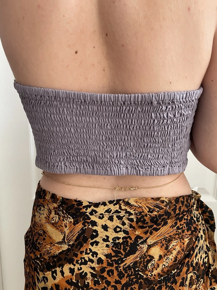 Palme bustier bandeau gris uni M/L viscose/élasthanne dos smocké réf 31013 - Photo 4/4