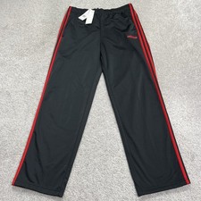 Adidas Pants Men Large Essentials Warm-up Open Hem 3-stripes Track Black Red NWT