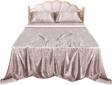 Satin Sheets Queen Size Bed Set, 4 Piece Sheet Set with 14" Deep Pocket, Luxury