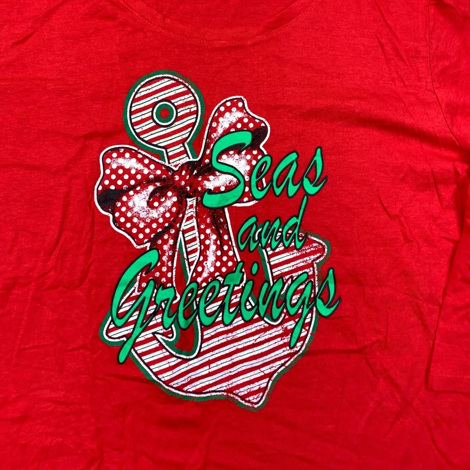 Caribbean Joe Seas and Greetings T-Shirt Women's Plus 3X Red 3/4 Sleeve - Image 2 of 4