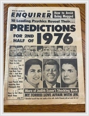 National Enquirer Psychic Predictions Newspaper 1977 Edge Wear Toning Tears