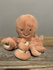 Jellycat Odell Octopus Plush Coral Pink Stuffed Animal Retired 7” EUC