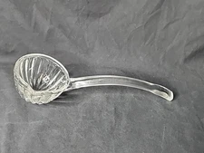 Vintage Jeannette National Clear Glass Ribbed Punch Ladle With Spout Heavy