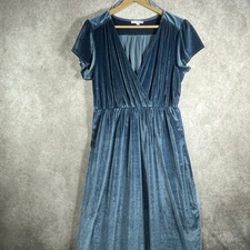 Baltic Born Maxi Dress Womens Size XL Blue Velvet Short Sleeves Faux Wrap Boho