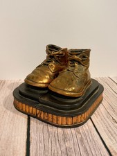 Vintage Bronze Baby Shoes Bookends - Decorative Mantel / Desk Decor