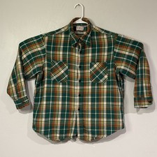 Vintage 1970s Big Mac JCPenney Flannel Plaid Button Up Shirt Mens XL USA Made