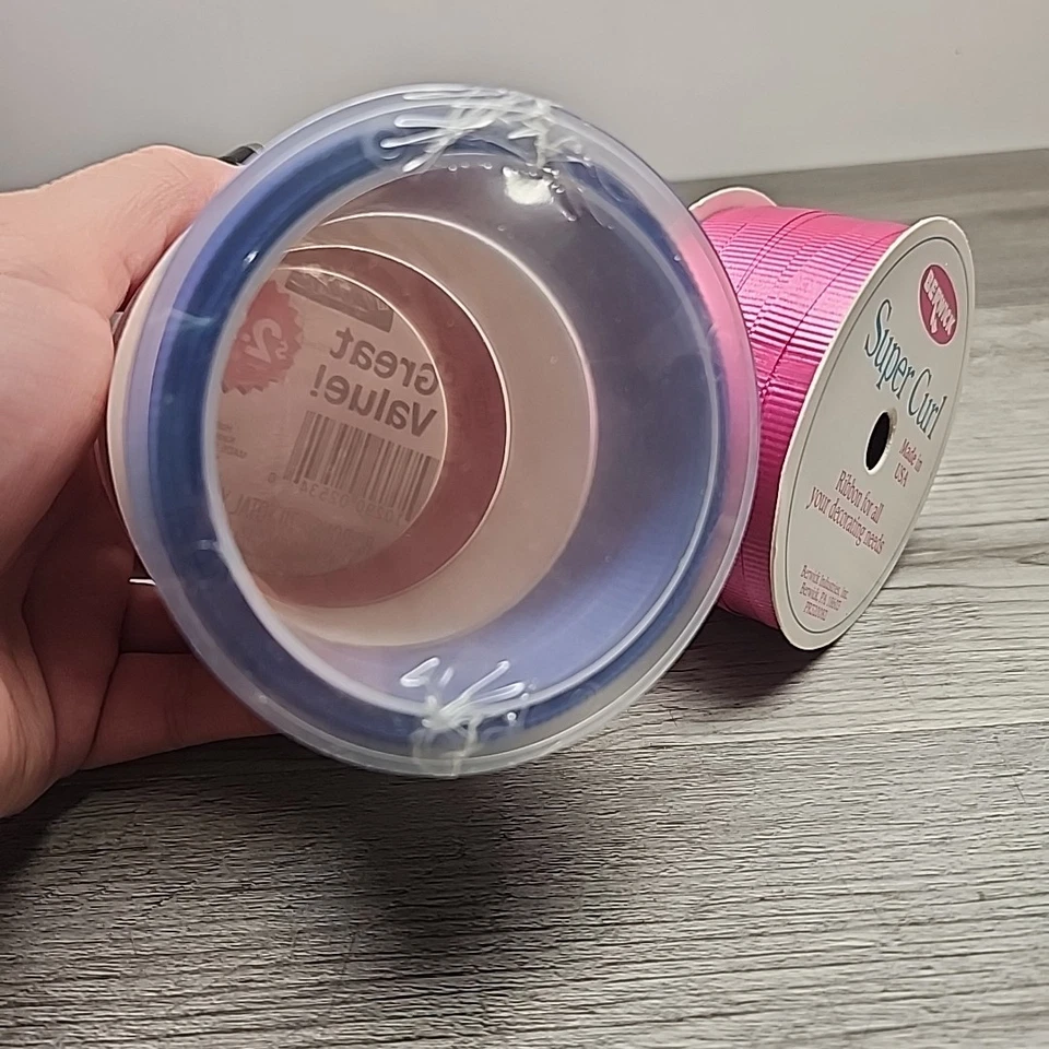 Cinta rizadora roja, blanca, azul y rosa intenso totalmente nueva en paquete Foto 4 de 4