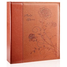 Photo Album 8X10 Clear Pages Pockets Leathe Cover Slip Slide in Photo Album 