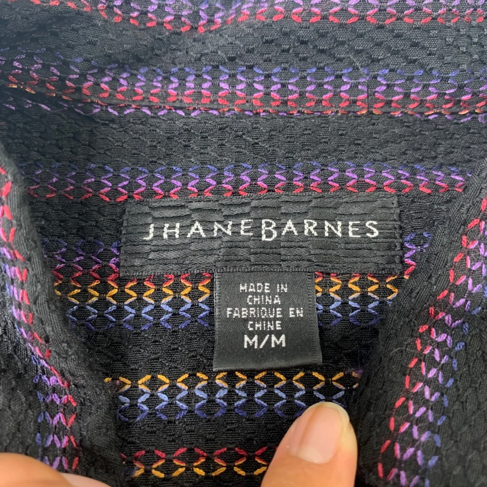Vintage Jhane Barnes Dress Shirt Mens M Medium Striped Silk Blend Retro Disco - Image 4 of 4