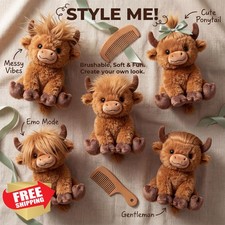 SHSEEN Highland Cow Stuffed Animal 8 Inch Plush Soft Sitting Scottish Cattle