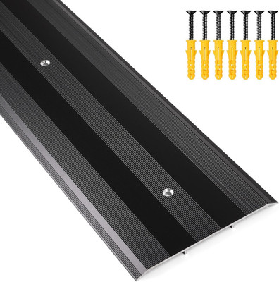 Sturdy Black Aluminum Flat-Profile Threshold for Draft Protection, 48'' x 5