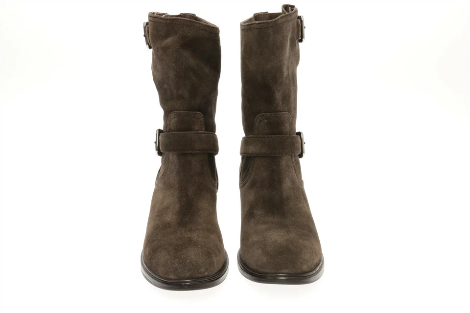 Womens Prada Dark Brown Suede Urban Slouchy With Buckle Boots Size 36.5 NEW - Image 3 of 4
