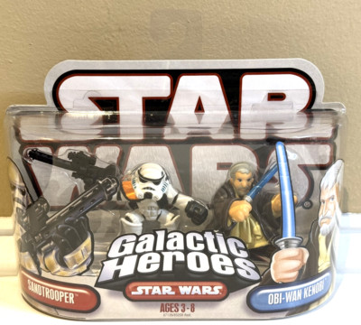 Star Wars 2007 Galactic Heroes Sandtrooper & Obi-Wan Kenobi NEW