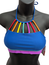 Hobie Girls' Size 14 Blue Strappy Swim Bikini Bralette Top Padded