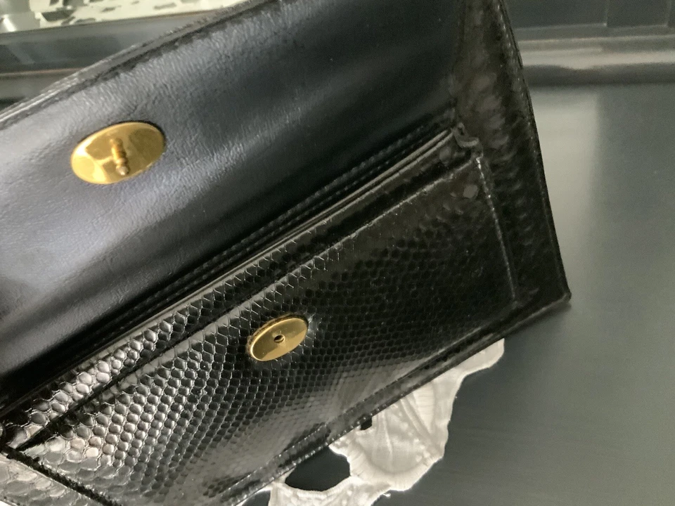 Vintage Véritable Sac À Main De Luxe En Cuir Croco Epoque Guerre 1920/1945 - Photo 3/4