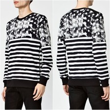Great Balmain AW19 Side Zips Thick Cotton American Flag Stars Stripes Sweatshirt