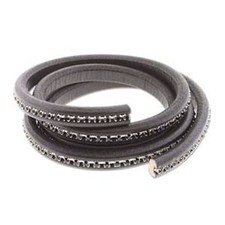 Licorice Leather Genuine Real Leather Cord 10 x 7mm with Jet 25cm Black