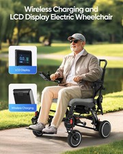 2X Battery Carbon Fiber Electric Wheelchairs All Terrain for Airline Approved
