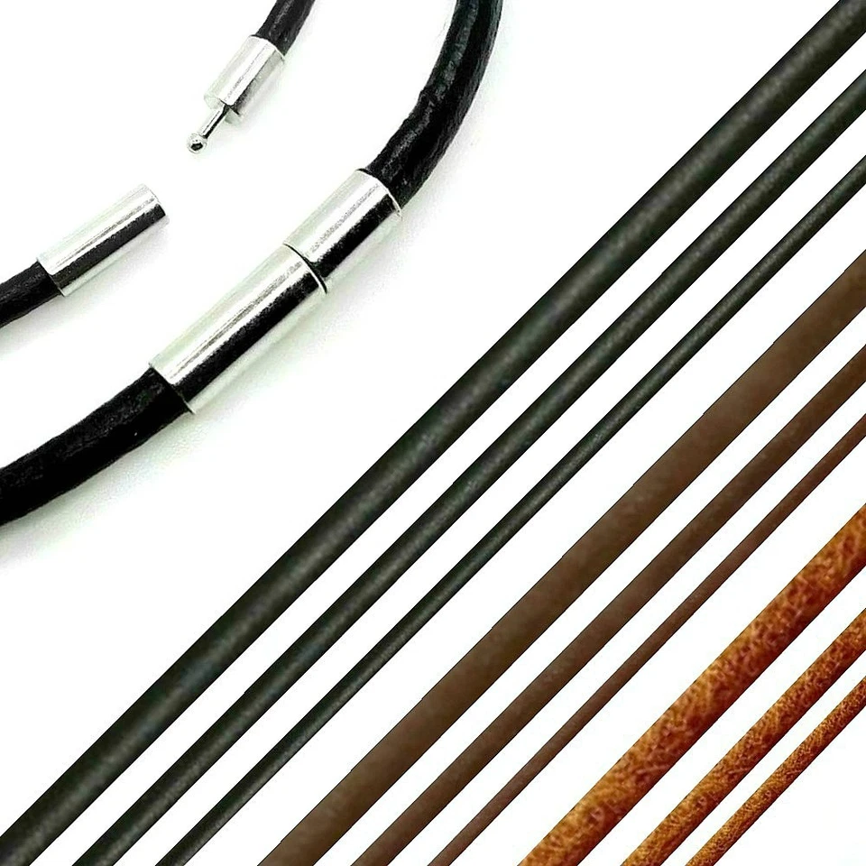 19CM - 80CM LEDER HALSKETTE KETTE SCHWARZ BRAUN LEDERKETTE LEDERBAND HALSBAND - Bild 1 von 1