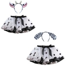 Elegant Tutu Skirt Soft & Breathable Girl Short Dress with Hair Hoop Comfortable