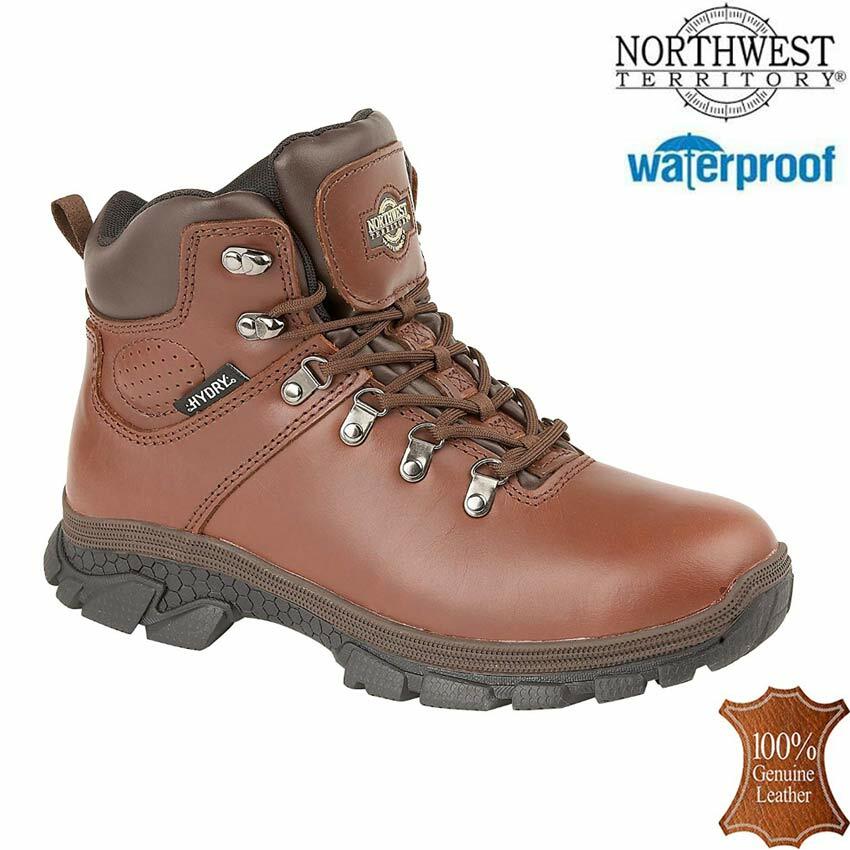 Mens NORTHWEST Leather Walking Hiking Waterproof Ankle Work Boots