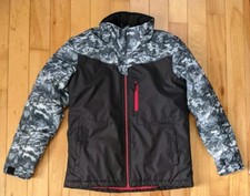 Joua  Compagne Insulated Girls Winter Coat Jacket Parka Zippered Black Gray 14