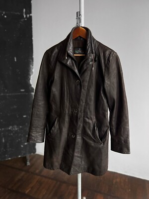 Vera Pelle Wmns Vintage 90s Leather Jacket Zipper Button Made in Italy Size S/M