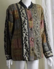 AMAZING Coldwater Creek Sz M Art-to-Wear Silk Boho Patchwork Blazer Jacket Funky