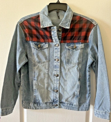 Crazy Train Denim Buffalo print Jacket Size Small New with tags