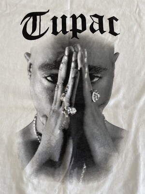 CROSS COLOURS X TUPAC SHAKUR Praying Hands White XL Shirt 2Pac Hip