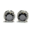 New 925 sterling silver 4ct black white diamond button stud earrings ladies — photo 1
