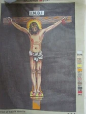 Jesus Christ Crucifix Orthodox Christian Icon Needlepoint Printed Canvas 