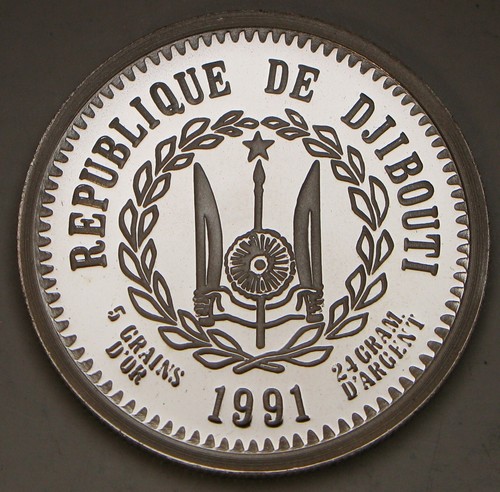 DJIBOUTI 15.000 Francs 1991 Proof - Gold plated Silver 0.999 - 628 * - Picture 2 of 2