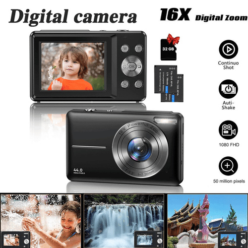 Digital Camera 1080P 44MP Cameras for Photography for Kids 16X Zoom Anti-Shake - Picture 2 of 8