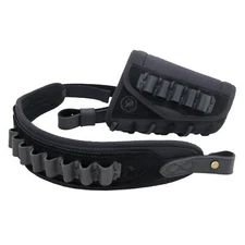 Leather Gun Shell Holder Buttstock with Sling for .308.22LR.357 12GA Hunting Set