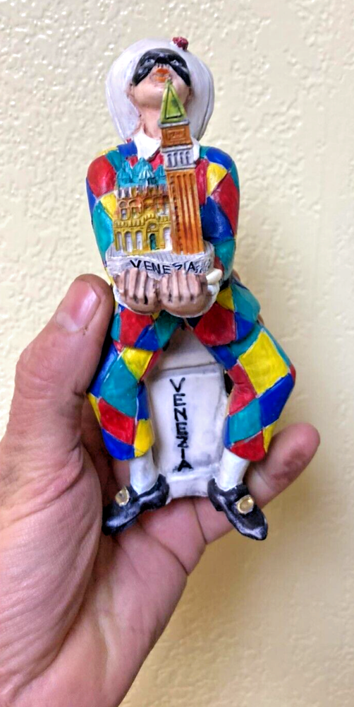 ON SALE! Harlequin Venice Italy Carnival Masked Souvenir Statue, Made in Italy