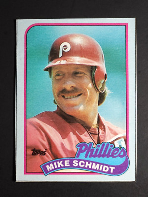 1989 TOPPS BASEBALL #L MIKE SCHMIDT *C* PHILLIES BOX BOTTOM *EX* HAND CUT