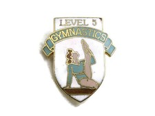 Level 5 Gymnastics Pin White Gold Tone