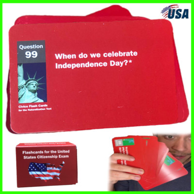 100 Question Naturalization Test US Citizenship Immigration Civics Flash Cards