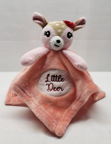 Duck Duck Goose Little Deer Security Blanket Baby Lovey Pink Coral Plush - Picture 3 of 15