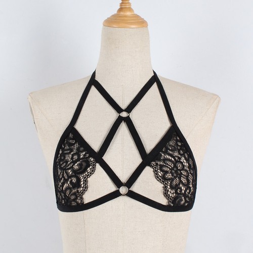 Dessous Für Damen Hohlkäfig-Bh Bandage-Top Bralette Bustier Gothic F+ ↴ - Bild 3 von 10